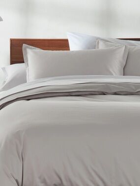 NORDSTROM Organic Cotton Sateen Duvet Cover & Shams Set, Grey, Queen, NWOT